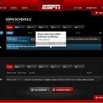 Screenshot of the ESPN quickview schedule page